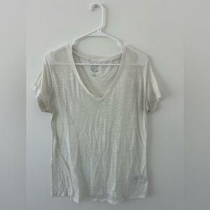 Urban Outfitters Sheer White V-Neck Tee